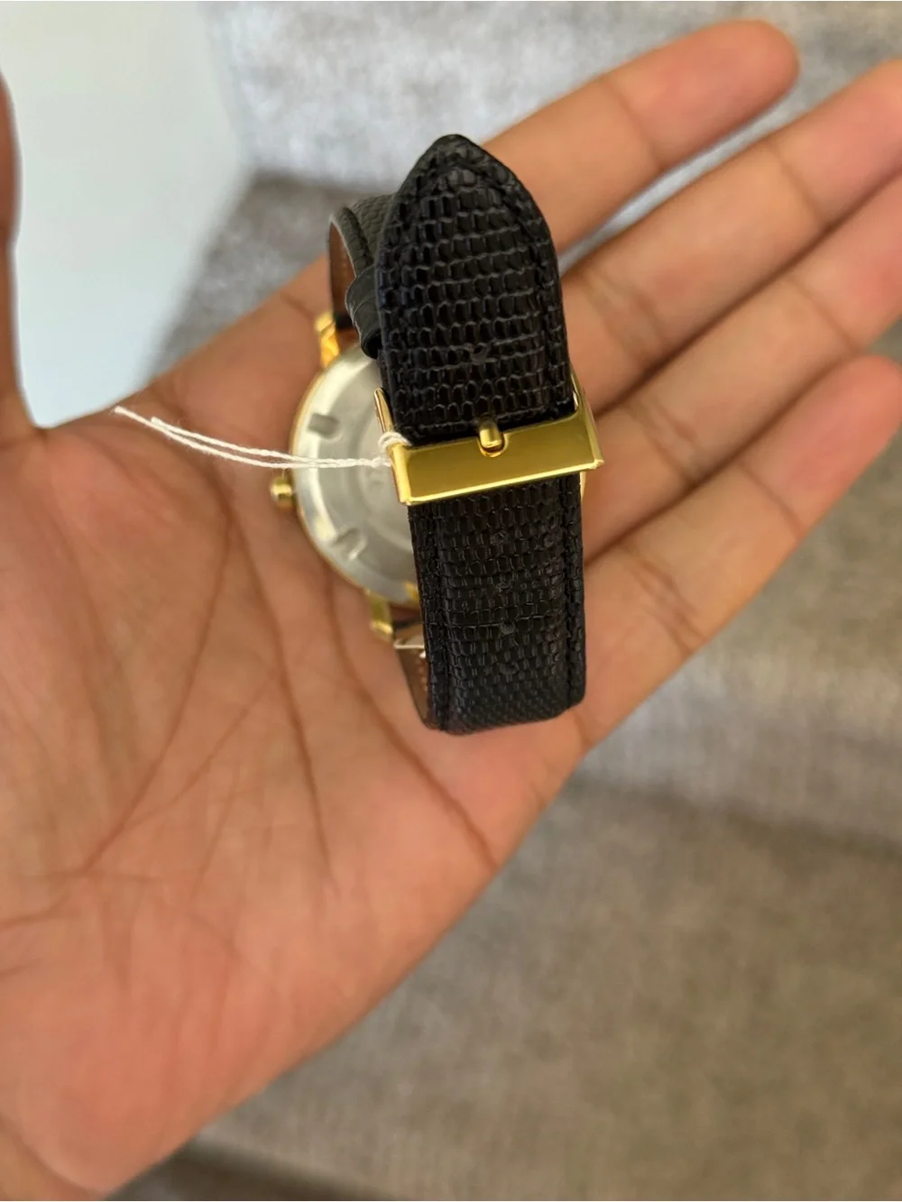 Movado bold Elegant Gold Dial Men's Watch with Black Leather Strap